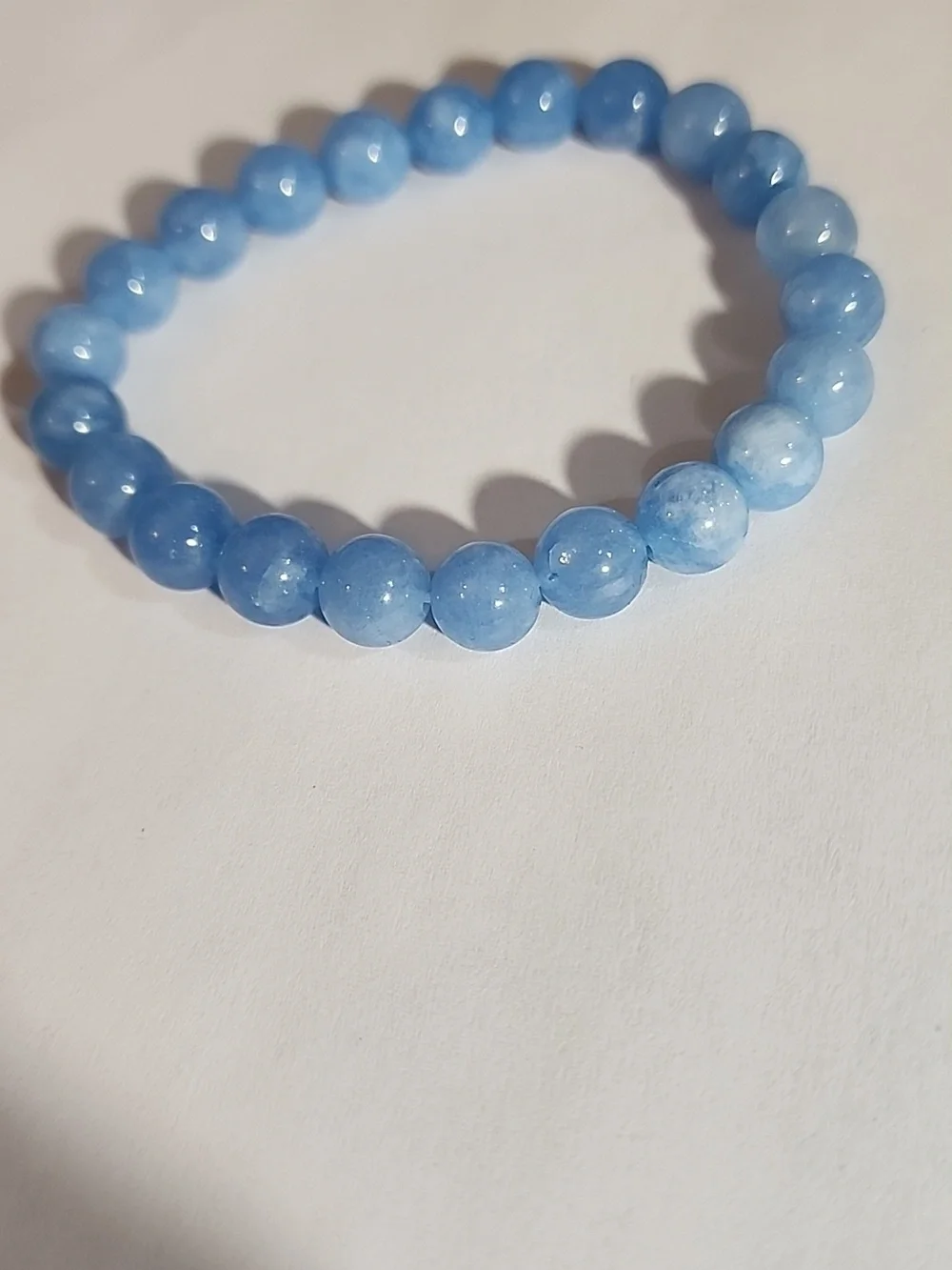 8mm 1pc Natural Aquamarine Beads Bracelet Women&men Blue stone RoundBead Braclet